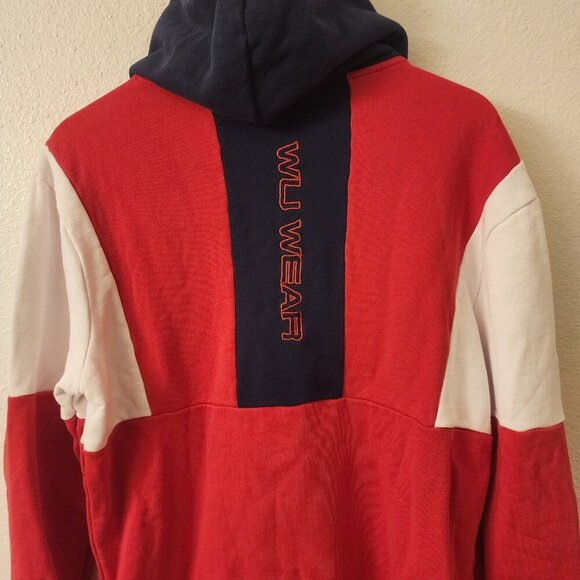 90s Wu-Wear WuTang Red White Blue Color Block Sweatshirt Hoodie Mens Medium - Picture 8 of 8